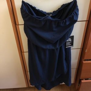 Express Navy Blue Strapless Dress